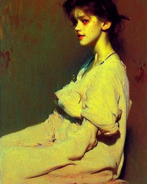 Prompt: beautiful girl art by ilya repin