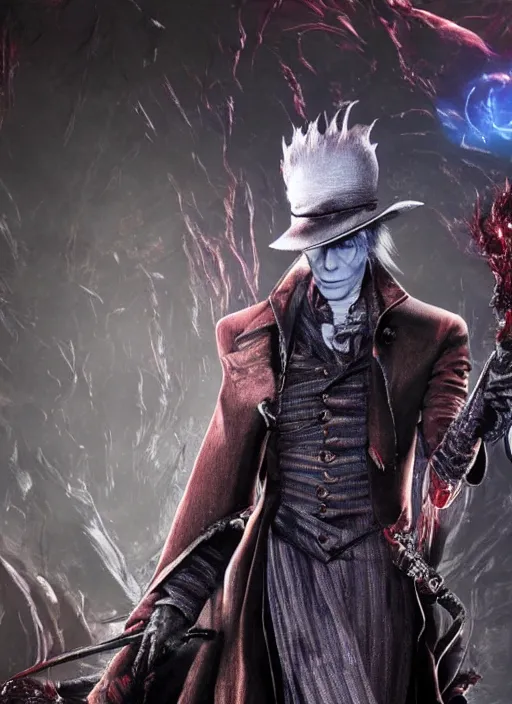 Prompt: david bowie in bloodborne universe by hidetaka miyazaki, studio lights, 8 k hd.