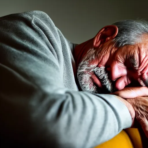 Image similar to photo of a 67 year old Romanian man falling asleep on the couch as he checks his pulse, National Geographic, photo, HD, 8k