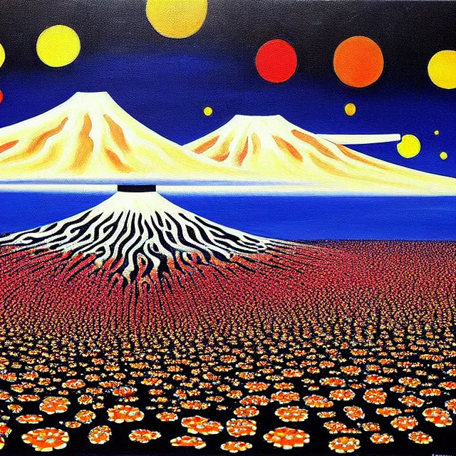 Image similar to a beautiful painting nuclear bomb exploded in japan, by kusama miyama realistic oil painting