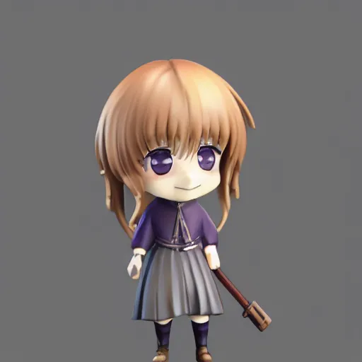 Prompt: 3d render of violet evergarden as a cute chibi figurine, blender, artstation