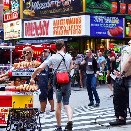 Image similar to 4 k photo of the hot dog incident of 2 0 1 6 in new york city