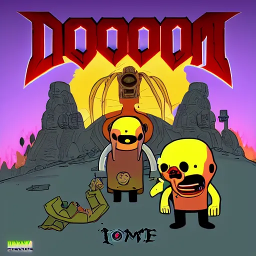 Prompt: doom eternal in the style of adventure time
