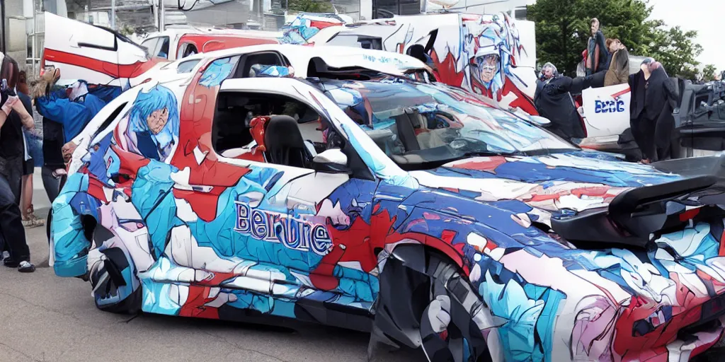 Image similar to bernie sanders, anime car wrap