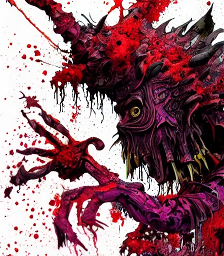 Image similar to Tim Burtons style Demon Slayer by Alex Pardee and Nekro and Petros Afshar, and James McDermott,unstirred paint, vivid color, cgsociety 4K