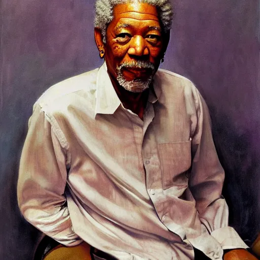 Image similar to Morgan Freeman portrait painted by Norman Rockwell