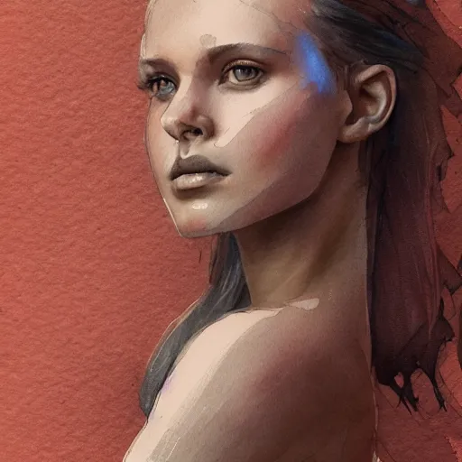 Prompt: sketch of a beautiful young woman, full body, watercolor background, pencil art, ink and pencil, hyperrealistic, hyperdetailled, digital art, greg rutkowski, artstation, 8 k, beautiful drawing, paper texture, spray paint, watercolors