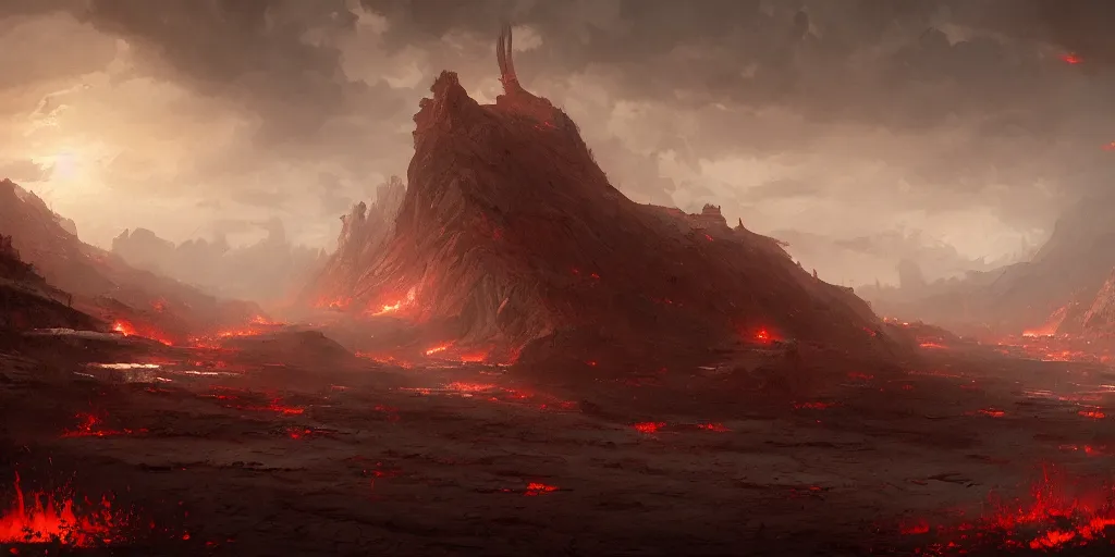 Image similar to a landscape of hell, a fantasy digital painting by greg rutkowski