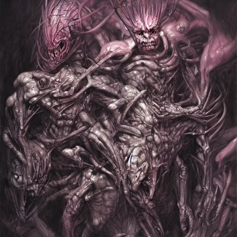 Image similar to still frame from Prometheus movie by Hajime Isayama, WH40k chaos Slaanesh succubus army by wayne barlowe by Ken Currie painted by Dariusz Zawadzki by giger by beksinski