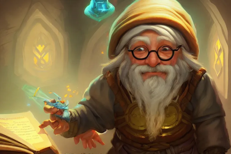 Image similar to legendary elegant gnome merchant reading book,, highly detailed, d & d, fantasy, highly detailed, digital painting, trending on artstation, concept art, sharp focus, illustration, global illumination, ray tracing, realistic shaded, art by artgerm and greg rutkowski and fuji choko and viktoria gavrilenko and hoang lap