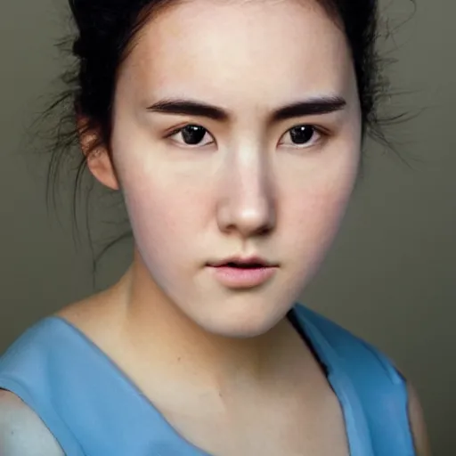 Prompt: a portrait photo of a beautiful young woman who looks like a korean jennifer connelly