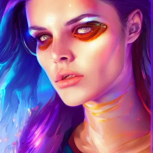 Image similar to electric woman, cute - fine - face, pretty face, oil slick hair, realistic shaded perfect face, extremely fine details, realistic shaded lighting, dynamic background, artgerm, 8 k ultra realistic, highly detailed, art by raphael lacoste