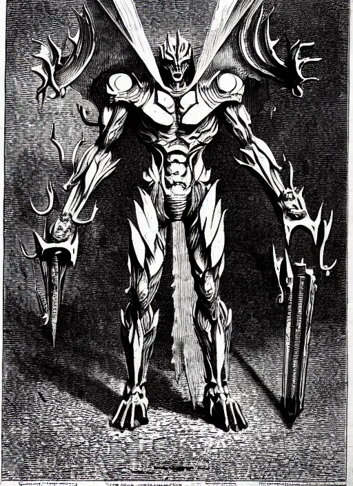 Prompt: illustration of g 1 megatron as a demon from the dictionarre infernal, etching by louis le breton, 1 8 6 9, 1 2 0 0 dpi scan, ultrasharp detail, clean scan