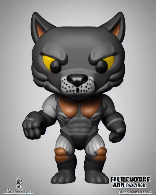 Image similar to full body 3 d render of warrior bara wolf as a funko pop!, studio lighting, grey background, no shadow, blender, trending on artstation, 8 k, highly detailed