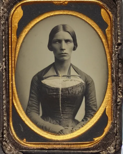 Image similar to a tintype photo of an beautiful woman in 1860