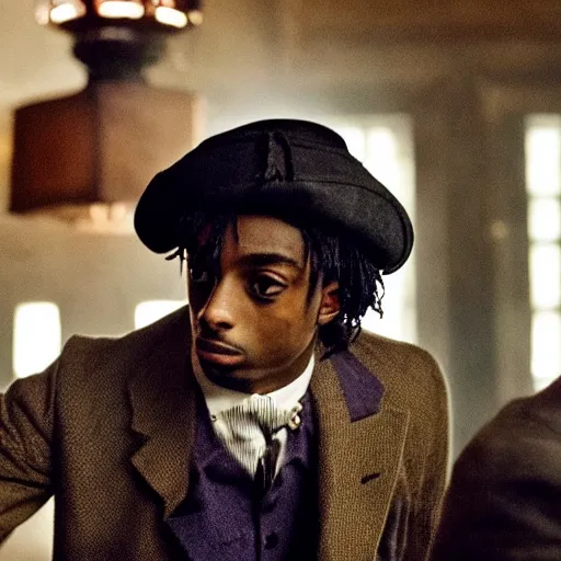 Image similar to playboi carti in peaky blinders 4 k the detailed super realistic