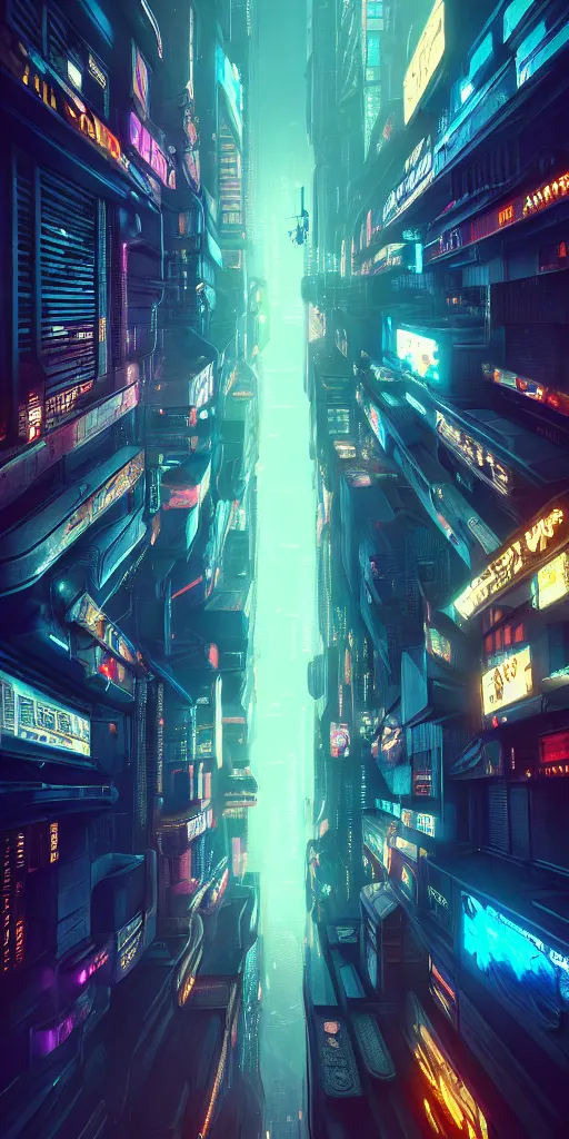 Prompt: low angle, epic cyberpunk cityscape :: blade runner, James Guilleard, beeple ,laurie greasley, dan mcpharlin :: ornate, dynamic, particulate, rich colors, intricate, elegant, highly detailed, centered, artstation, smooth, sharp focus, octane render, 3d