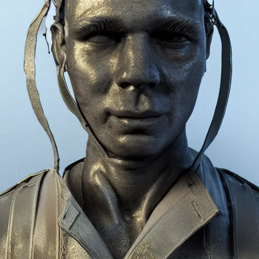 Image similar to 3 d render melted military soldier, sculpture, chrometype, liquid metal, neotribal, raytraced, volumetric lightning, 8 k by wlop, innate studio h - 1 0 0 0 w - 1 0 0 0