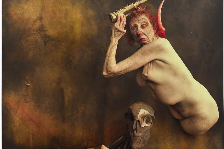 Prompt: full color joel peter witkin photo of the devil, annie liebovitz, bosch, odd nerdrum