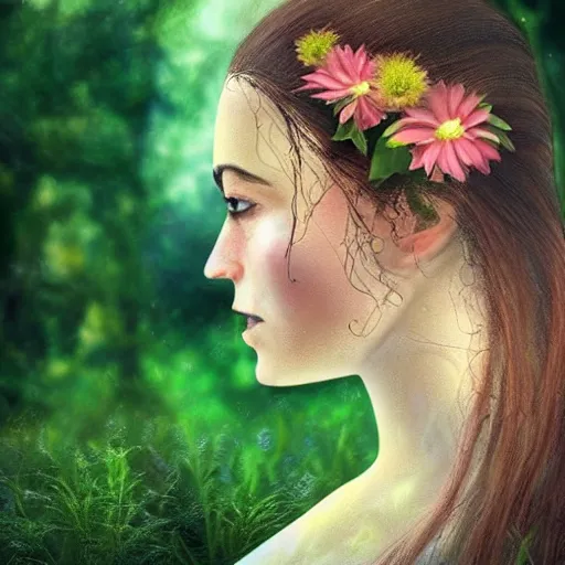 Image similar to if mother nature was a real female photorealistic