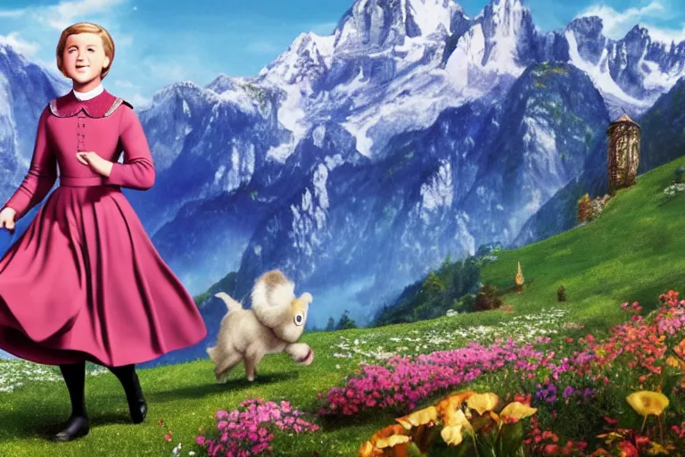 Image similar to still image from the sound of music by pixar, ultra detailed, finely detailed