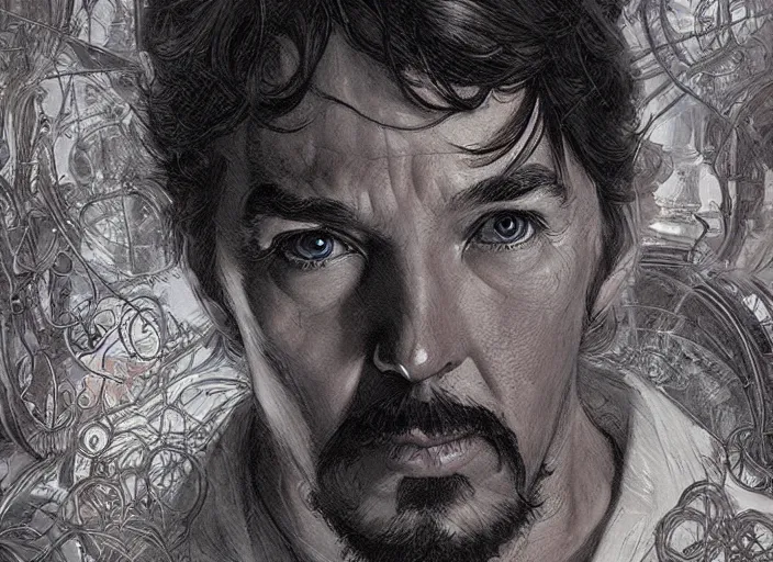 Image similar to a highly detailed ghostly portrait of stephen strange, james gurney, james jean