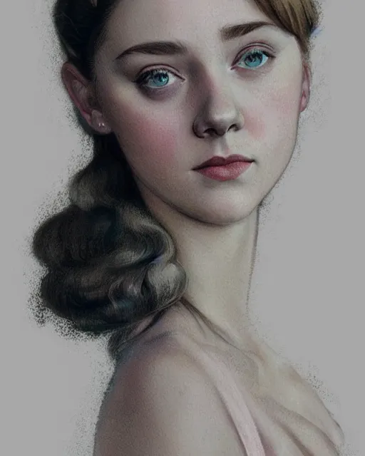 Image similar to a girl that looks like 16-year old Saoirse Ronan, Audrey Hepburn, and Scarlett Johansson, dressed in a nightgown, highly detailed, digital painting, artstation, concept art, smooth, sharp focus, illustration, ArtStation, alphonse mucha and J. C. Leyendecker and Edmund Blair Leighton Donato Giancola