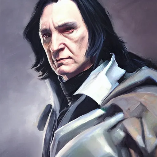 Image similar to greg manchess portrait painting of partially armored severus snape as overwatch character, medium shot, asymmetrical, profile picture, organic painting, sunny day, matte painting, bold shapes, hard edges, street art, trending on artstation, by huang guangjian and gil elvgren and sachin teng