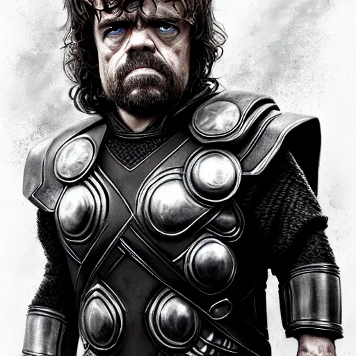 Image similar to peter dinklage as thor from endgame digital painting, extremely detailed, 4 k, intricate, brush strokes, mark arian, artgerm, bastien lecouffe - deharme