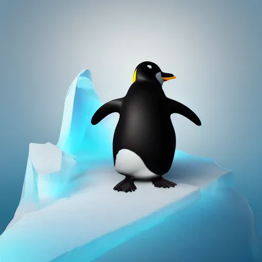 Image similar to a penguin on an iceberg, 3 d render octane, trending on artstation