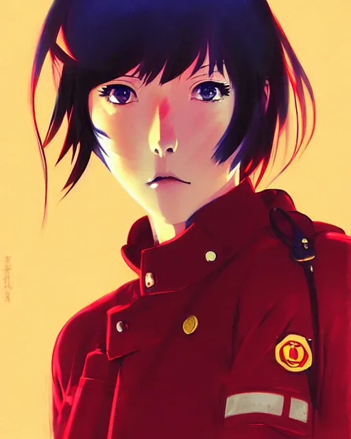 Image similar to fireman | | very very anime!!!, fine - face, audrey plaza, realistic shaded perfect face, fine details. anime. realistic shaded lighting poster by ilya kuvshinov katsuhiro otomo ghost - in - the - shell, magali villeneuve, artgerm, jeremy lipkin and michael garmash and rob rey