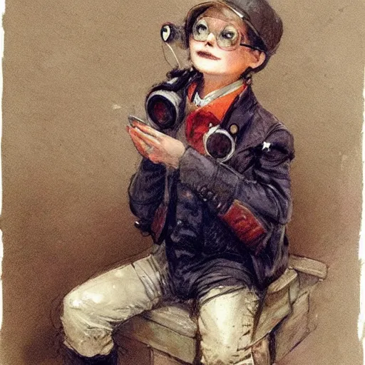 Image similar to (((((portrait of boy dressed as retro sciencepunk explorer costume . muted colors.))))) by Jean-Baptiste Monge !!!!!!!!!!!!!!!!!!!!!!!!!!!