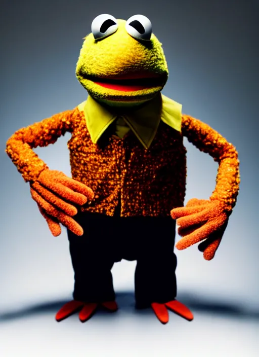 Image similar to studio portrait still of muppet!!!!! agent smith!!!!!! as a muppet muppet as a muppet, 8 k, studio lighting, key light,