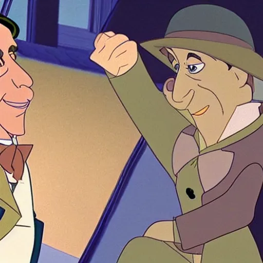 Image similar to steve carell in anastasia, don bluth animation, film still