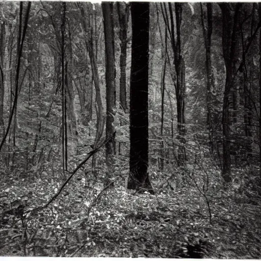 Prompt: blair witch hauntology ghost occult forest, very old photo