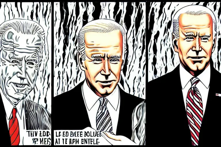 Image similar to Joe Biden lies, people melt, Junji Ito