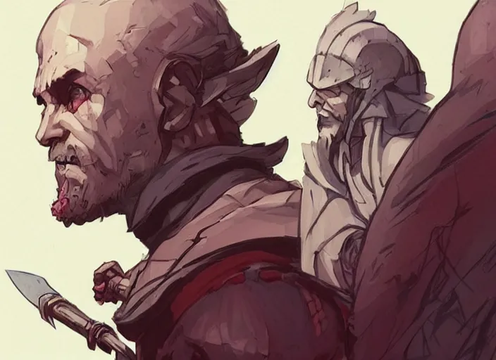 Image similar to character design, idle, colored, sword, sprite, darkest dungeon, pc game, sideview, art by moebius and greg rutkowski, artgerm