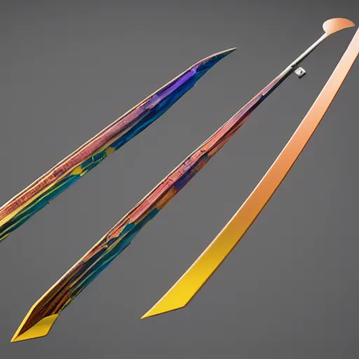 Image similar to a mythic legendary detailed multicolor sword, octane render, unreal engine, 3D, 8K, as coherent as Dall-E 2