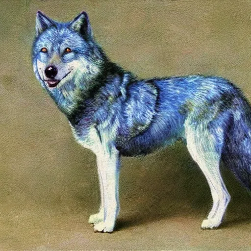 Image similar to retarded wolf, impressionism, vivid