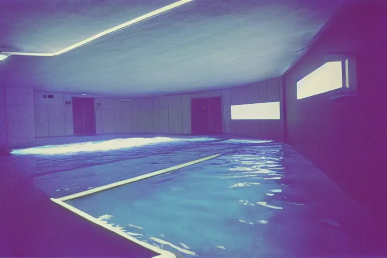 KREA - Creepy, Eerie photo of a liminal space room with large pool filled  with water, backrooms, 4K