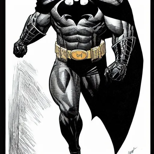 Prompt: DC Batman highly detailed pencil and ink sketch with comic hatching by David Finch