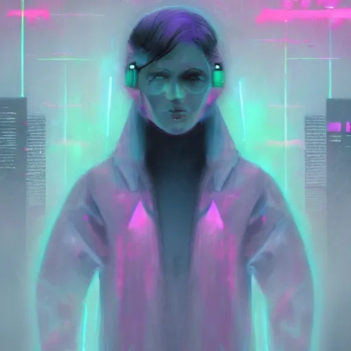 Image similar to the dream in the dream cyberpunk eerie cruel dark pastel colors