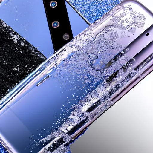 Image similar to samsung galaxy s 2 1 ultra covered in ice, cinematic, 4 k, spotlight, studio lighting, ray tracing global illumination, shiny, ray tracing reflections, insanely detailed and intricate, hypermaximalist, elegant, ornate, hyper realistic, super detailed