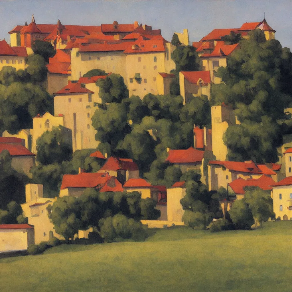 Prompt: edward hopper dreams burg güssing südburgenland