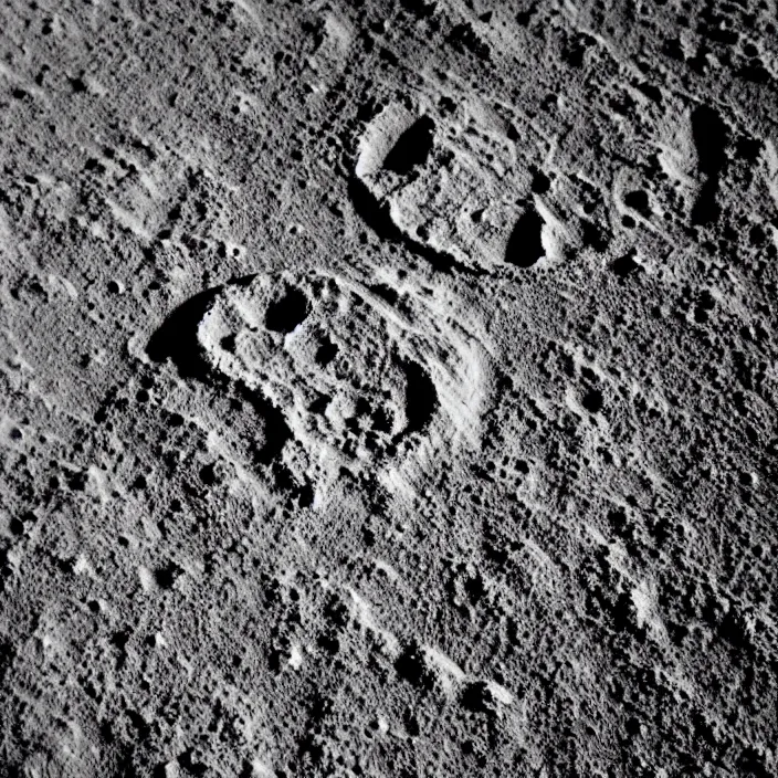 Image similar to boot heel print on the lunar surface look like the punisher symbol