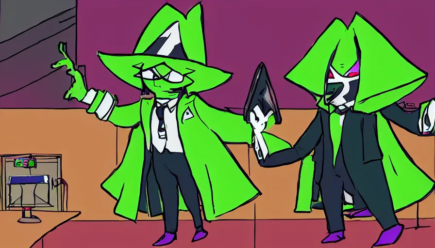 Image similar to ''ralsei from deltarune in court with saul goodman, digital art, concept art, high quality, 4 k''