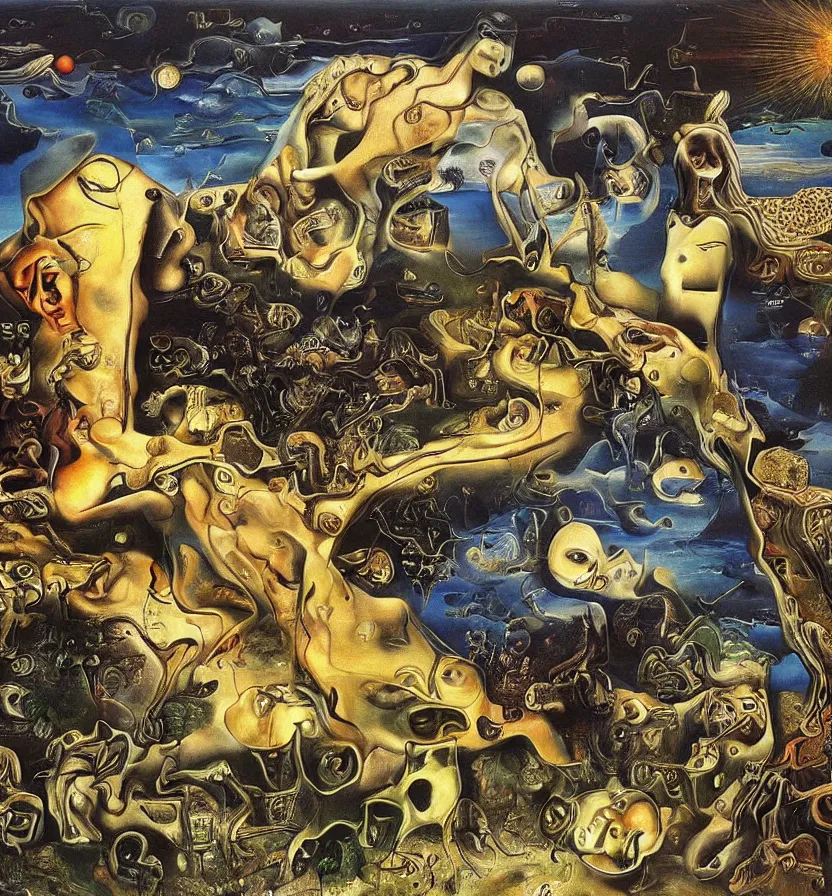 Image similar to the world between death and life, surrealistic extremely detailed painting, by damien gilley and salvador dali