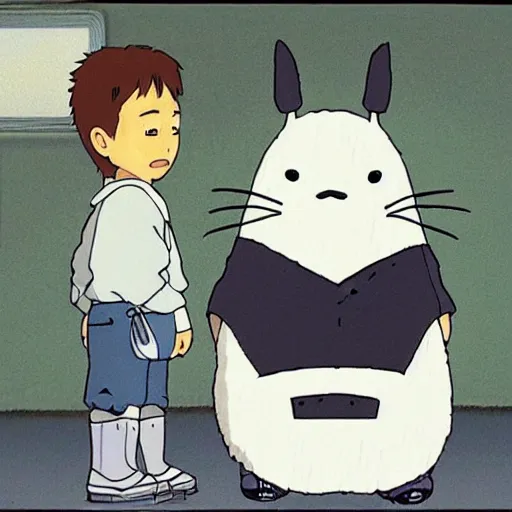 Prompt: walter white meeting totoro in a studio ghibli film