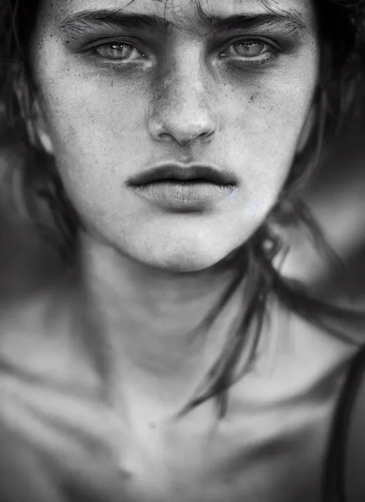 Image similar to portrait of a beautiful 20-year-old Italian woman by Peter Lindbergh, close up, detailed, award winning, Sony a7R