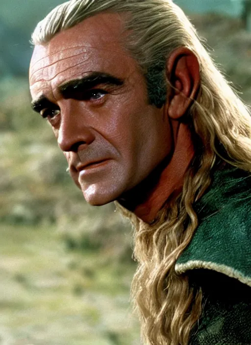 Image similar to film still of Sean Connery as Legolas in The Lord of the Rings, 4k